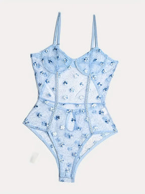 Body Fleuri Transparent Bleu