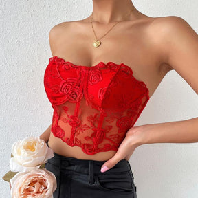 Bustier Dentelle Rouge