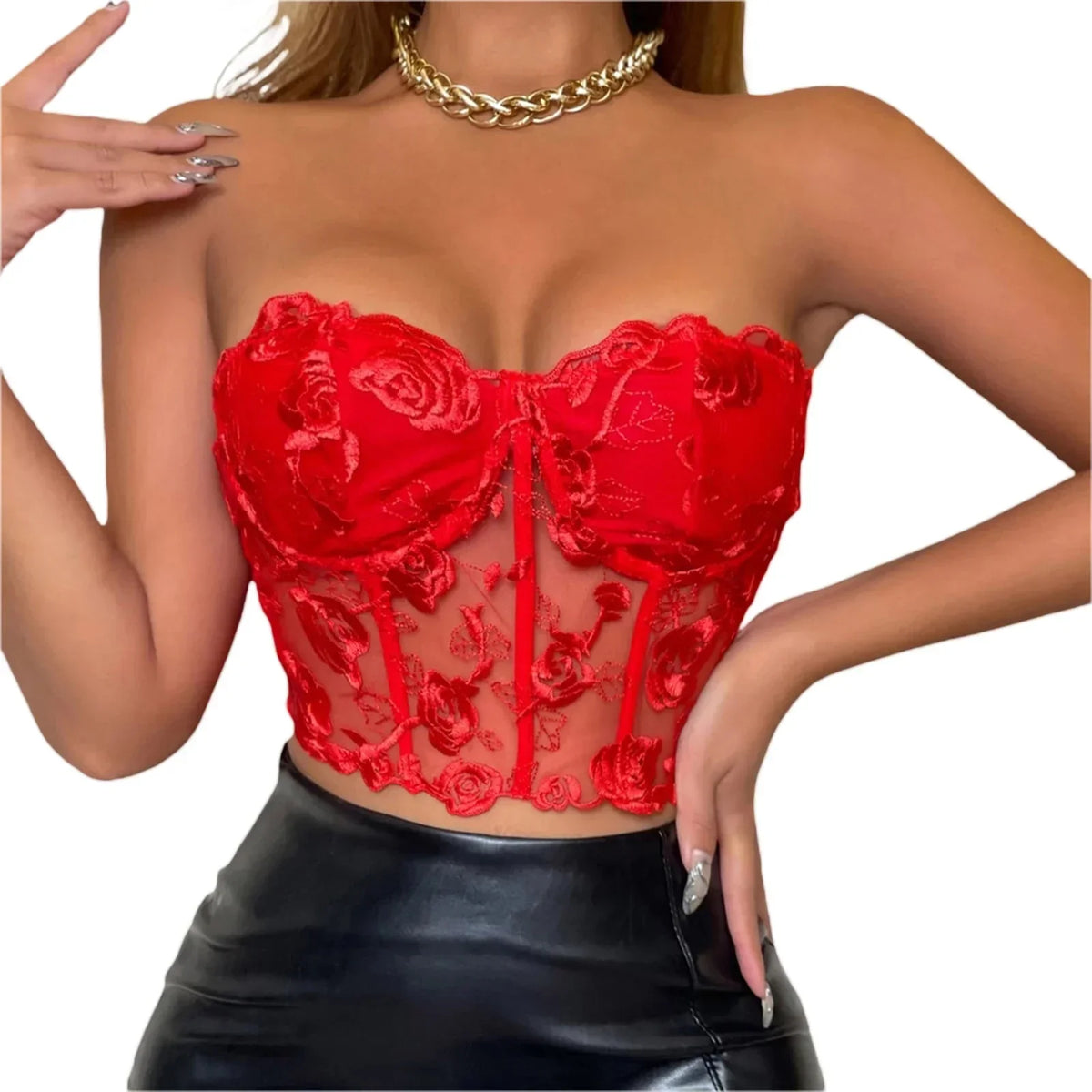 Bustier Dentelle Rouge