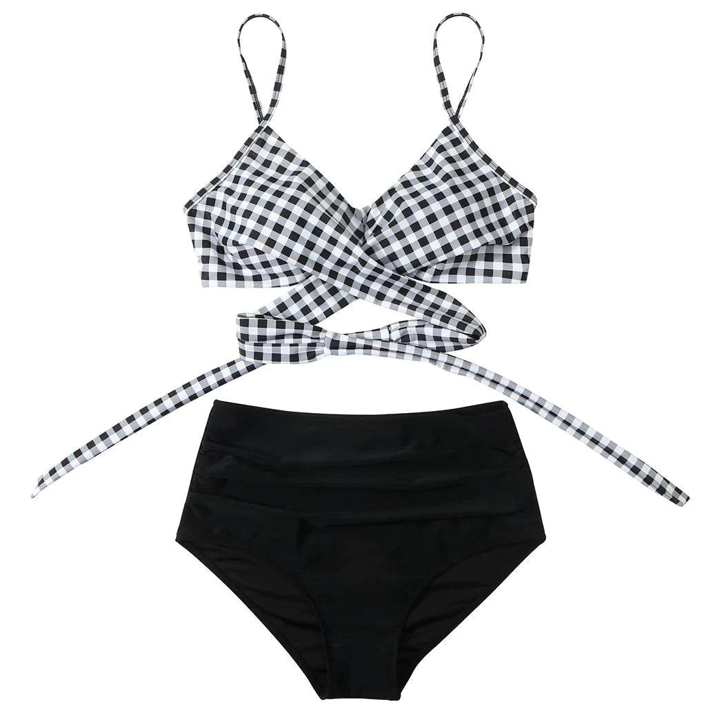 Maillot De Bain 2 Pieces Taille Haute