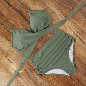 Maillot De Bain 2 Pieces Taille Haute