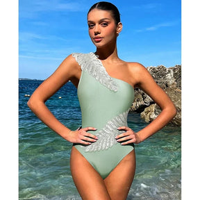 Maillot Une Pièce Vert Et Argent